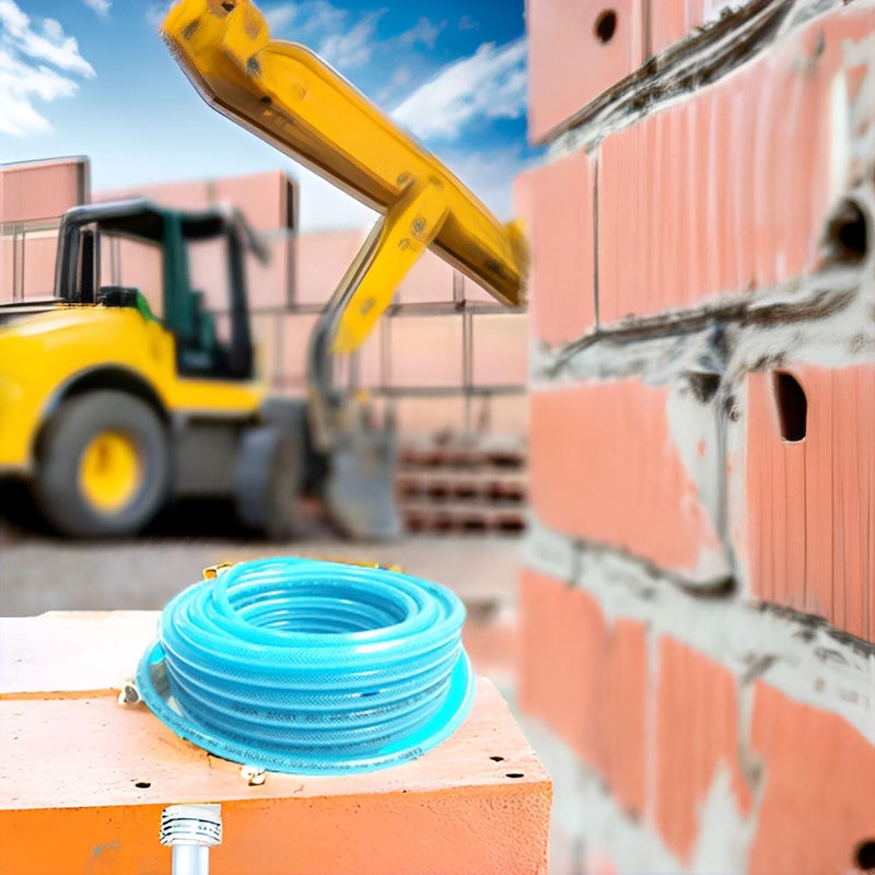 SANFU Polyurethane(PU) Reinforced 1/4â€ID(6.3 x 9.8mm) x 50ft, Air Hose With 1/4â€ Swivel MNPT Solid Brass Quick Coupler and Plug, Transparent Blue(50â€™) - Image 5
